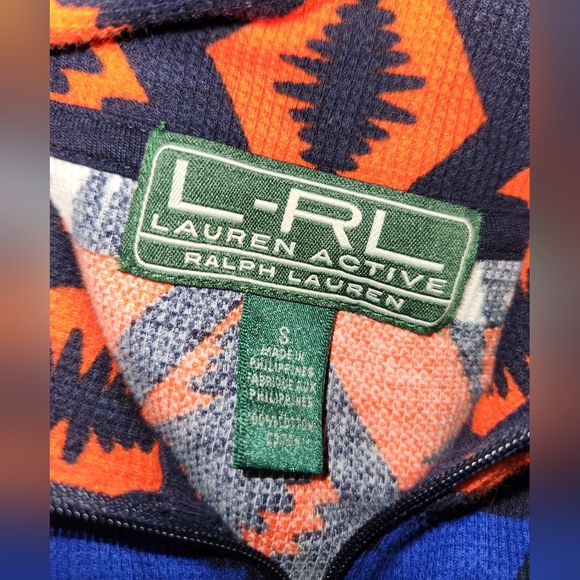 Lauren Ralph Lauren Active Aztec Full Zip Jacket Orange Blue SZ S - Picture 5 of 6